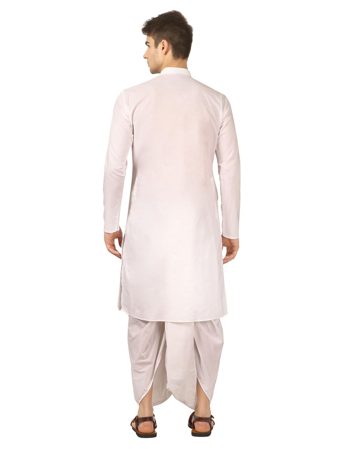 white solid dhoti kurta set - 16735387 - Zoom Image - 3