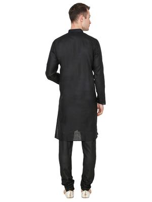 black solid kurta pyjama set - 16735388 - Standard Image - 3