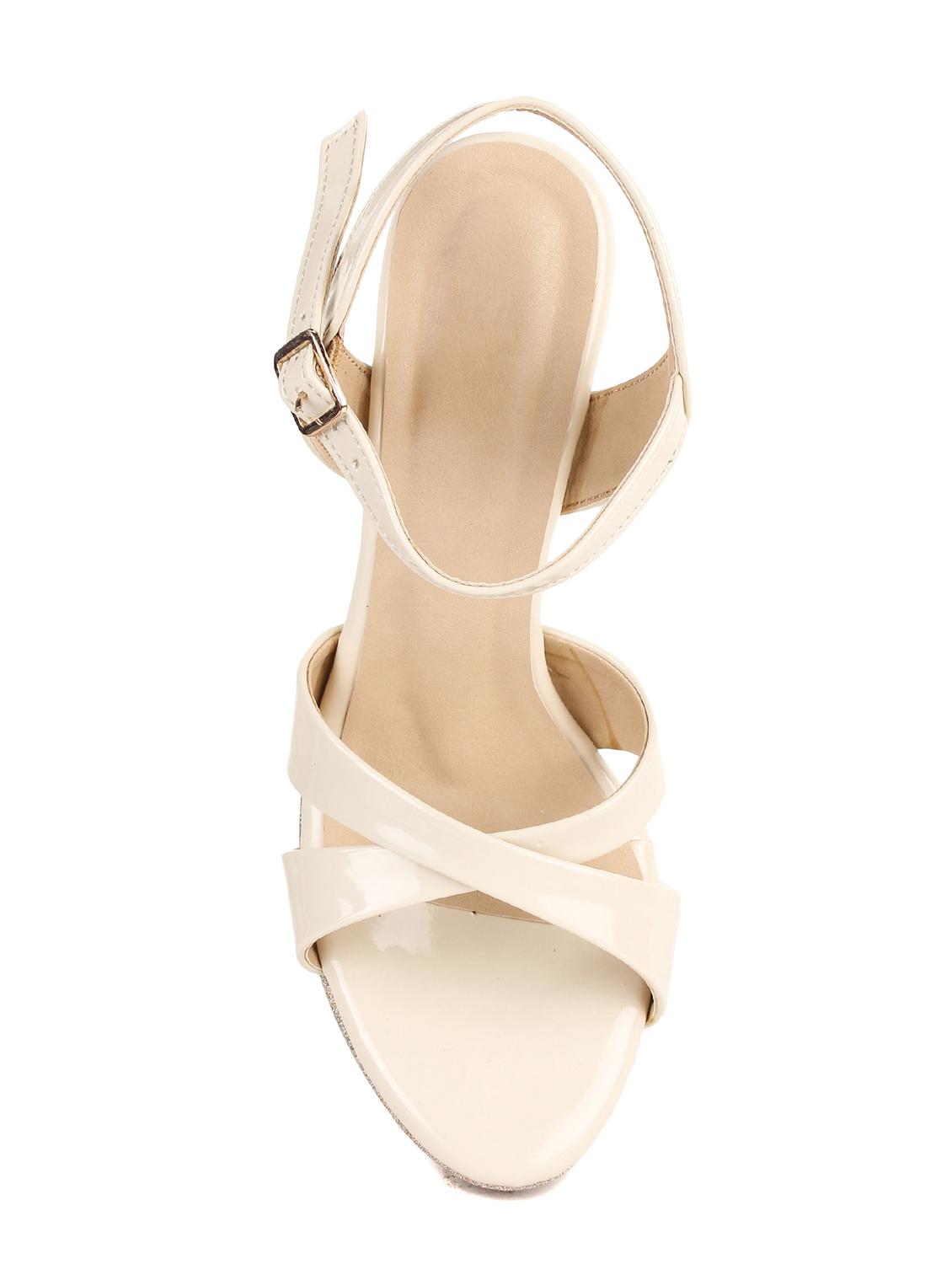 white leatherette ankle strap sandals - 16737026 - Zoom Image - 3