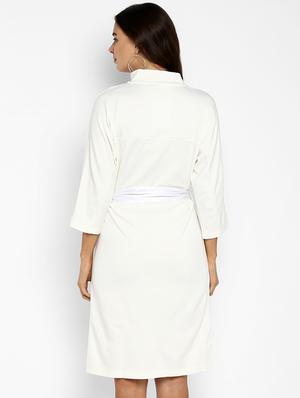 buckle detail notch neck sheath dress - 16737281 - Standard Image - 3