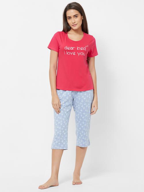 round neck tee with printed capri - 16737360 - Standard Image - 1