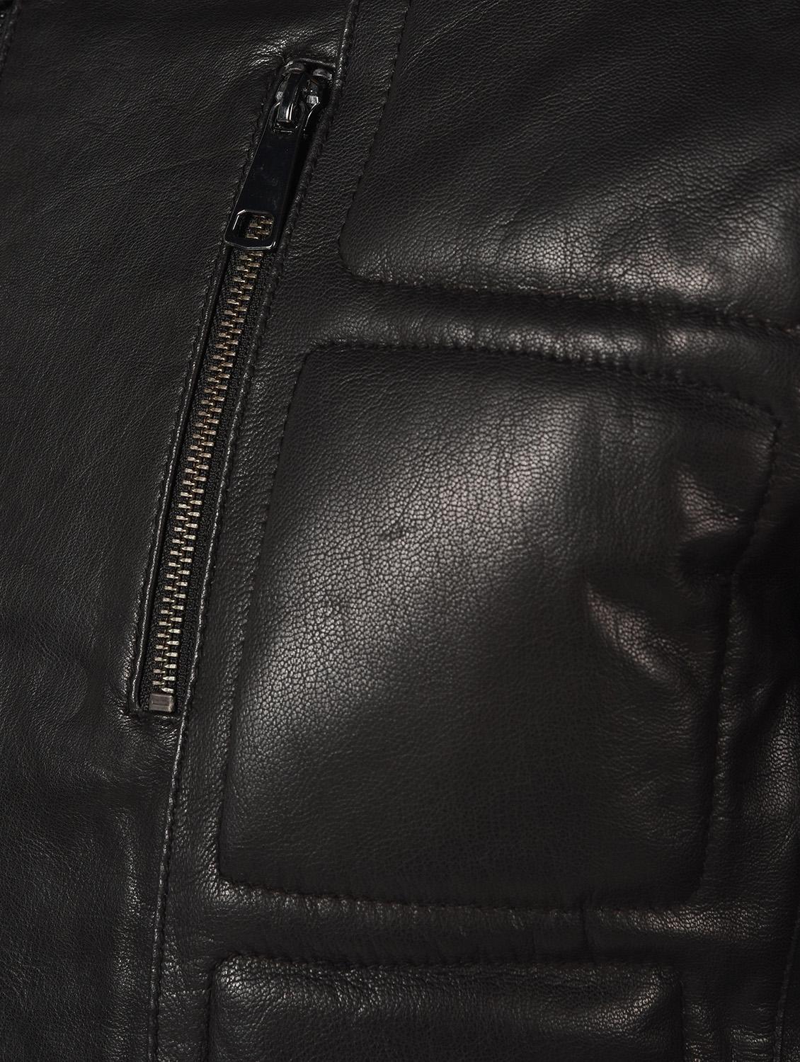 black solid 100% lamb leather jacket - 16737517 - Zoom Image - 6