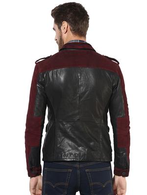 black color block 100% lamb leather jacket - 16737527 - Standard Image - 3