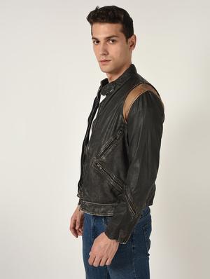 black solid 100% lamb leather jacket - 16737539 - Standard Image - 3