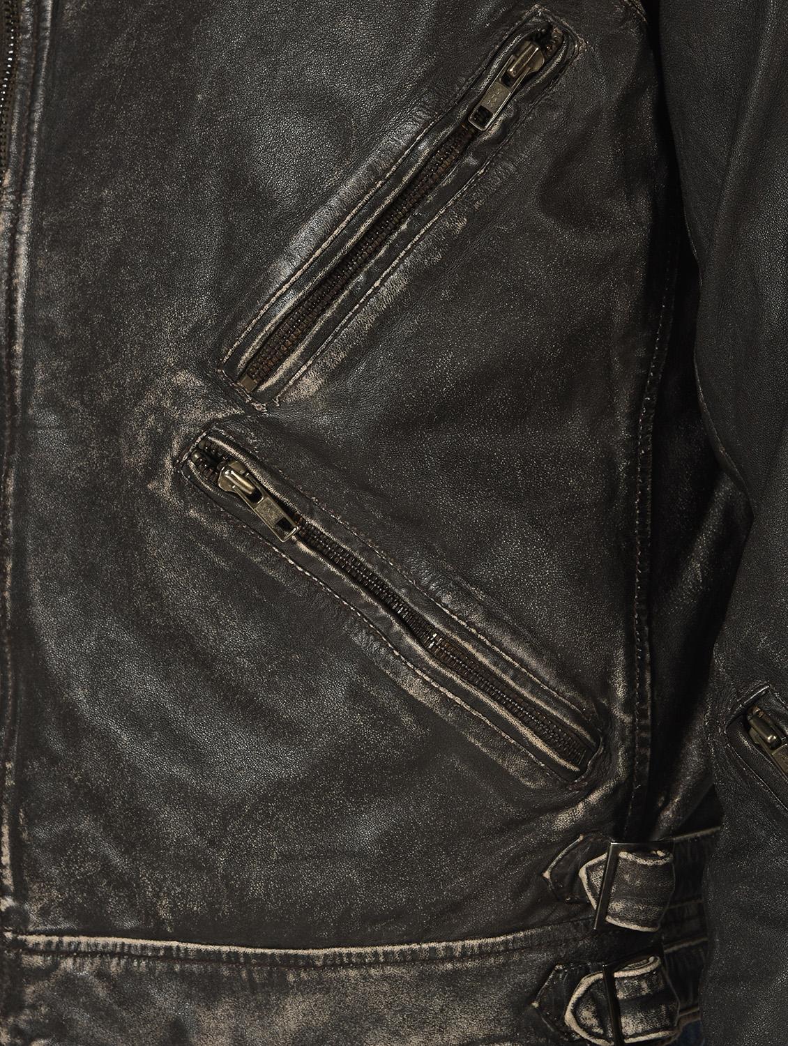 black solid 100% lamb leather jacket - 16737539 - Zoom Image - 6