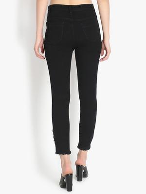 high rise frayed hem jeans - 16738246 - Standard Image - 3