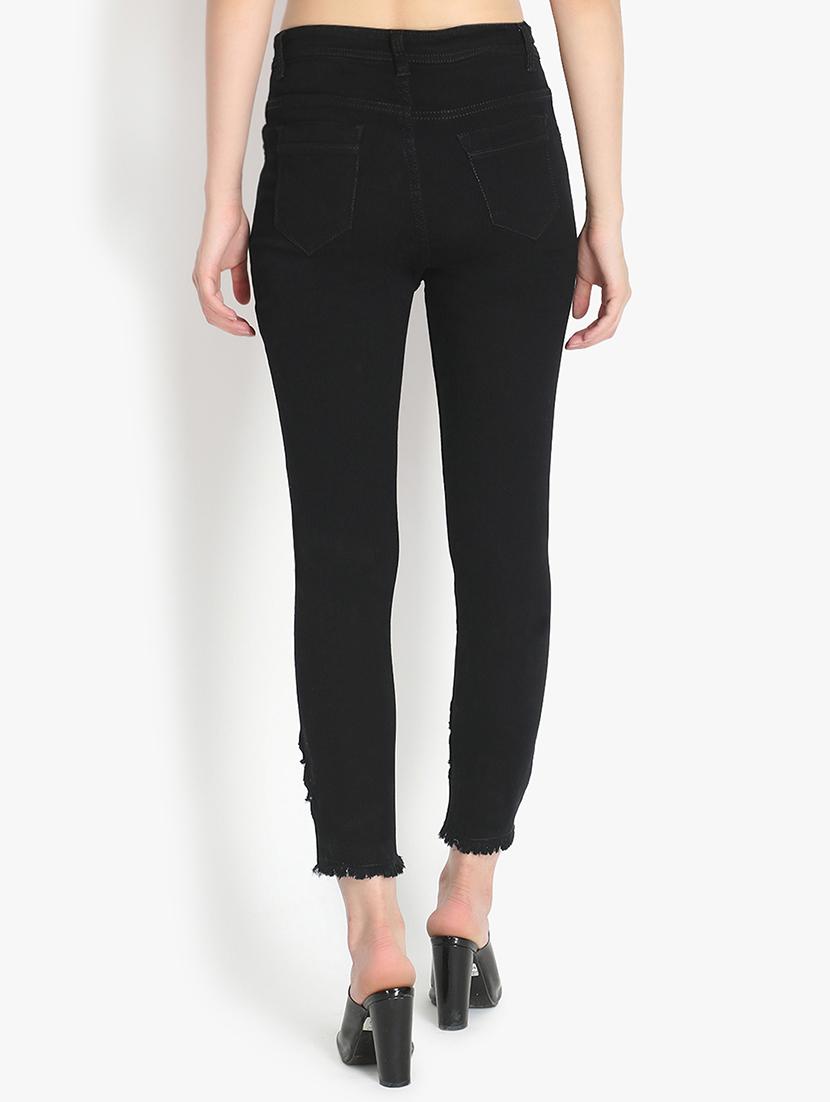high rise frayed hem jeans - 16738246 - Zoom Image - 3