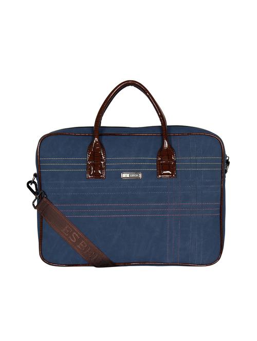 blue leatherette (pu) laptop bag - 16739351 - Standard Image - 1