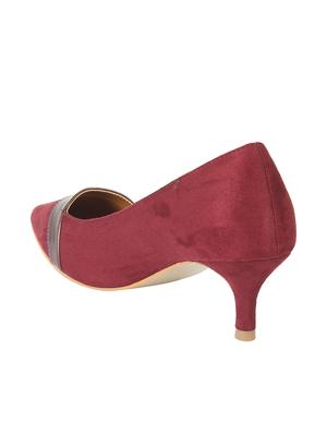 maroon slip on pumps - 16740101 - Standard Image - 3