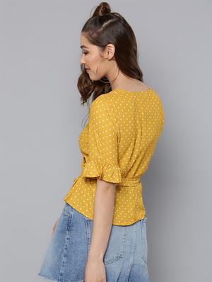 tie knot polka dots wrap top - 16740450 - Standard Image - 3