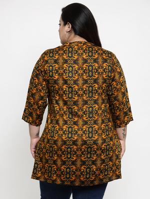 mandarin neck abstract plus tunic - 16740889 - Standard Image - 3