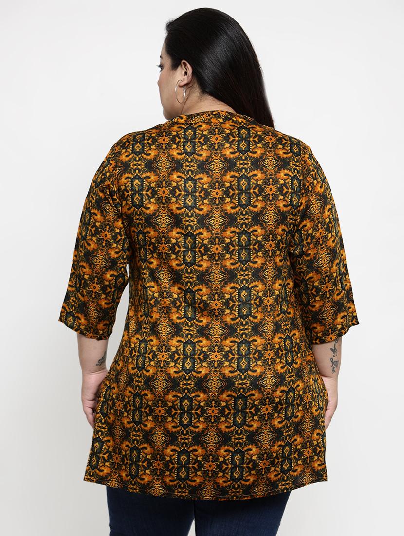 mandarin neck abstract plus tunic - 16740889 - Zoom Image - 3