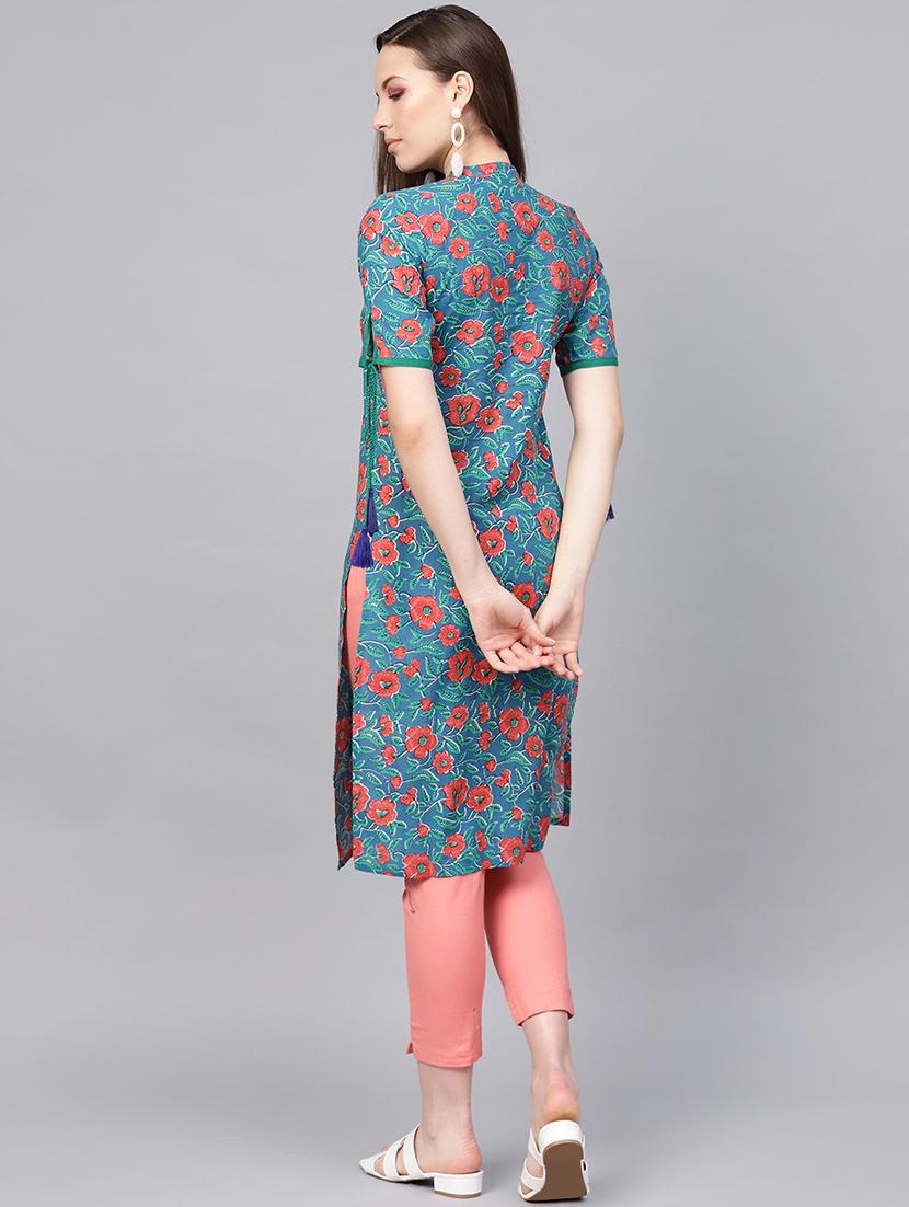 floral straight kurta - 16741100 - Zoom Image - 3