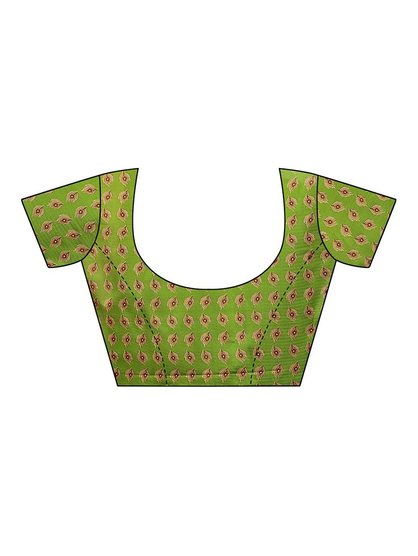 checkered printed saree with blouse - 16741800 - Zoom Image - 3