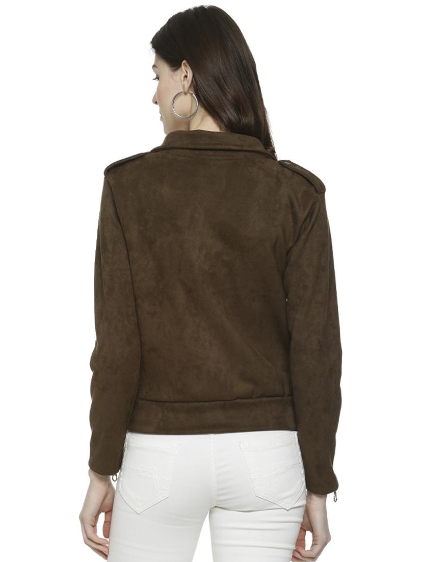 lapel neck zipper detail bomber jacket - 16741969 - Zoom Image - 3