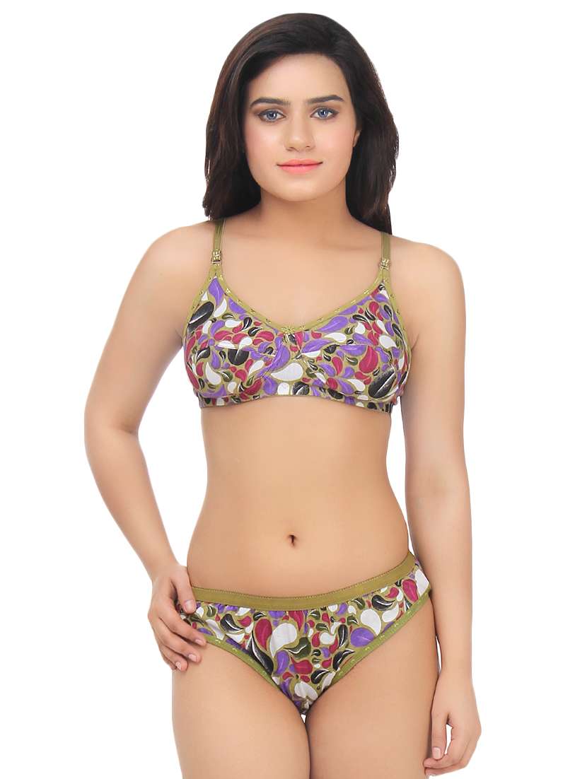 bow patch floral bra and panty set