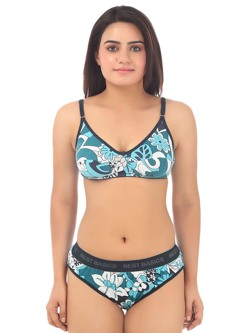 bow patch floral bra and panty set