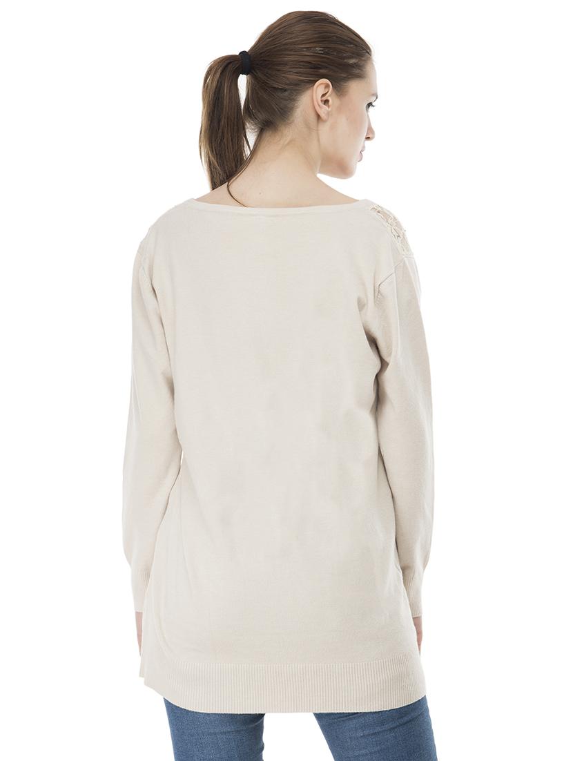 lace panel embellished wool blend cardigan - 16743469 - Zoom Image - 3
