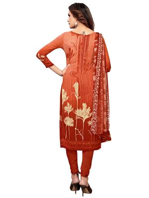brown crepe salwar suit unstitched - 16744090 - Standard Image - 3