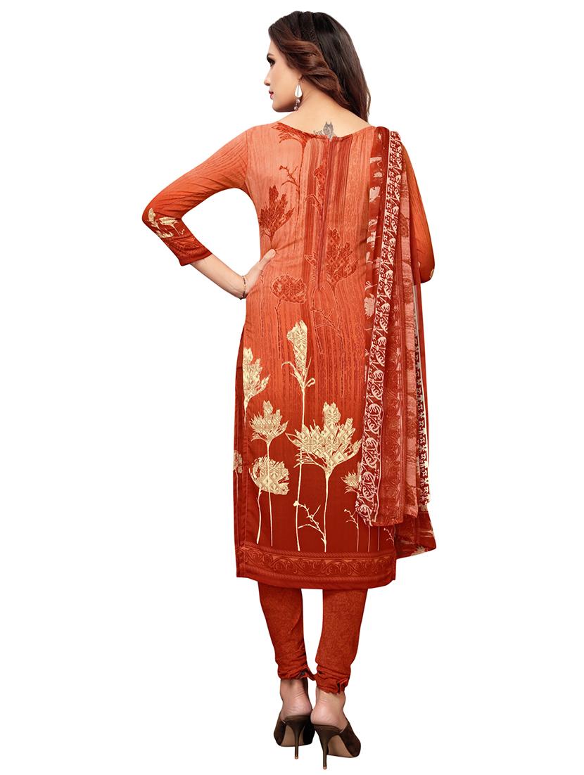 brown crepe salwar suit unstitched - 16744090 - Zoom Image - 3