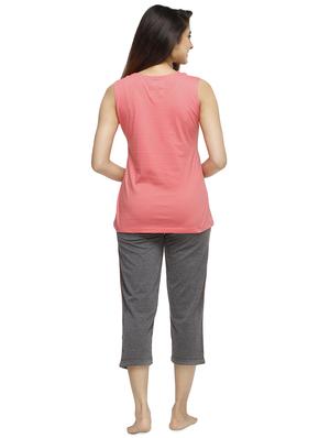 round neck tee with nightwear capri set - 16745133 - Standard Image - 3