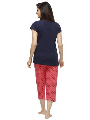 round neck tee with nightwear capri set - 16745147 - Standard Image - 3