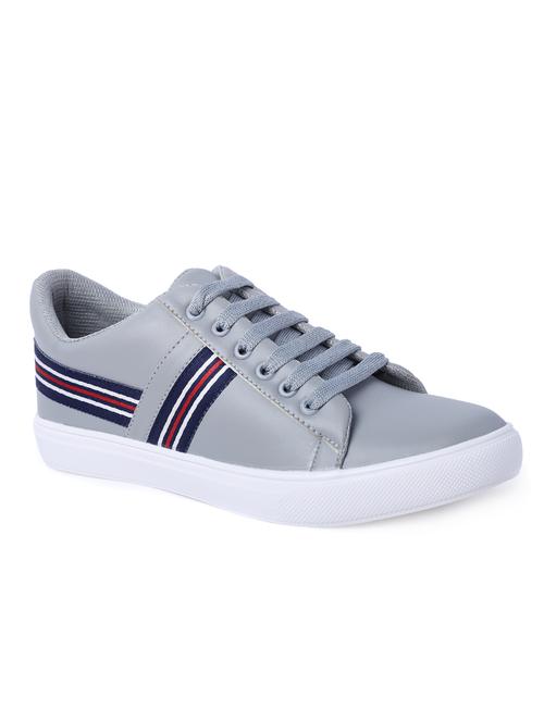 grey leatherette lace up sneakers - 16745851 - Very Small Image - 1