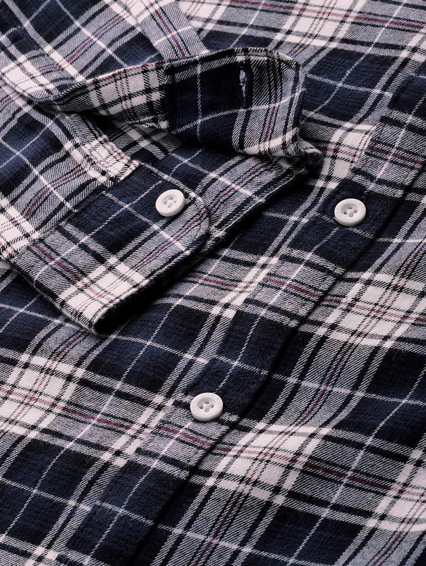 navy blue checkered casual shirt - 16745899 - Zoom Image - 6