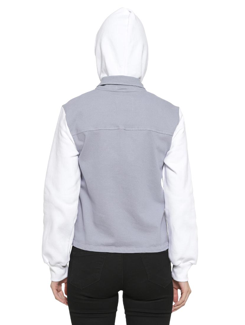 hooded neck color block jacket - 16746425 - Zoom Image - 3