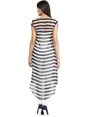 white georgette asymmetric kurti - 16746570 - Standard Image - 3