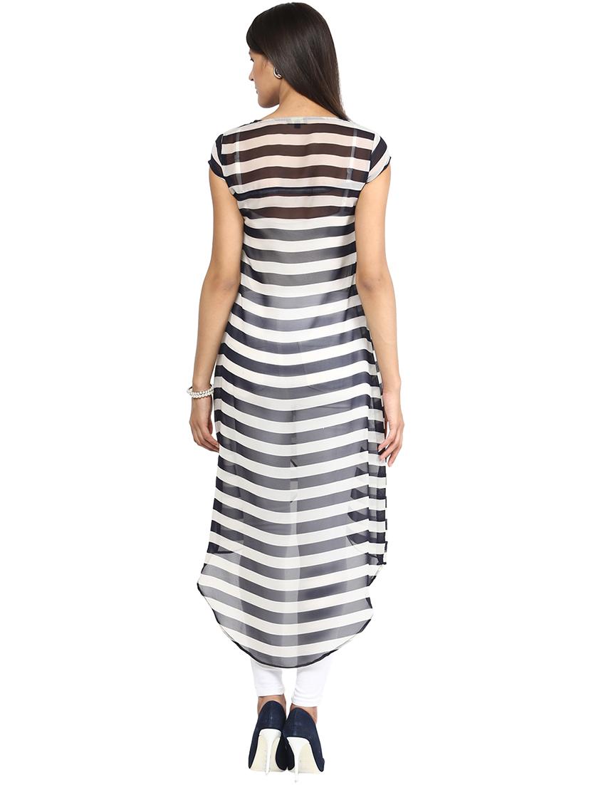 white georgette asymmetric kurti - 16746570 - Zoom Image - 3