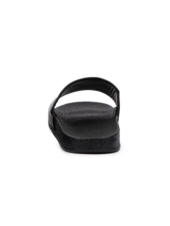 black leatherette slip on flip flops - 16749489 - Zoom Image - 3