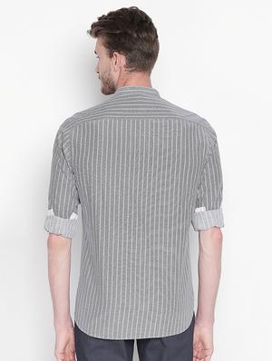 grey striped casual shirt - 16750542 - Standard Image - 3