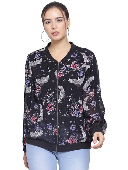 mandarin neck printed jacket - 16750773 - Very Small Image - 1