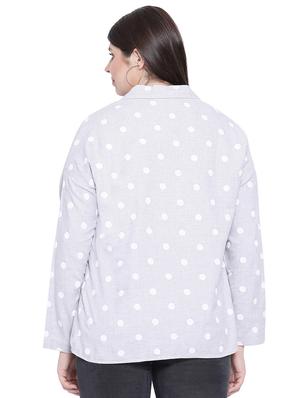 shirt collar polka dot top - 16750960 - Standard Image - 3