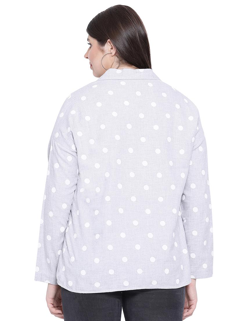 shirt collar polka dot top - 16750960 - Zoom Image - 3