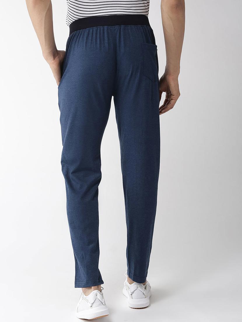 blue solid full length track pant - 16751213 - Zoom Image - 3