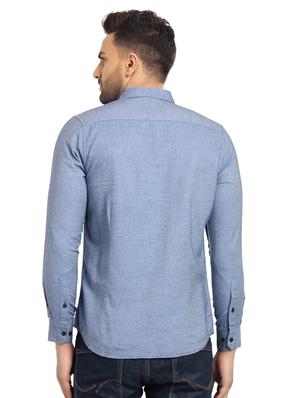 blue solid casual shirt - 16753453 - Standard Image - 3