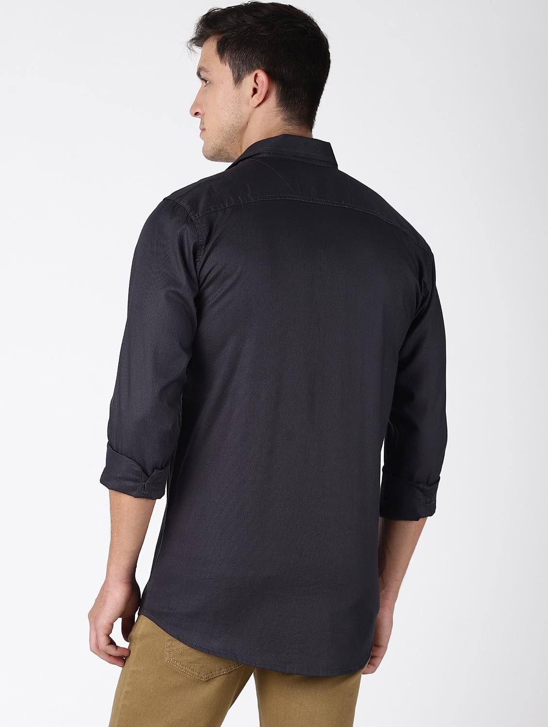 grey solid casual shirt - 16754356 - Zoom Image - 3