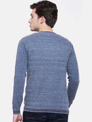 blue self design pullover - 16755479 - Standard Image - 3