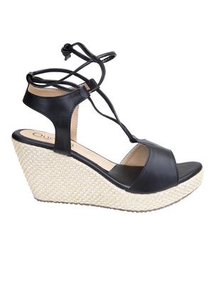 black lace-up wedges - 16755519 - Standard Image - 3