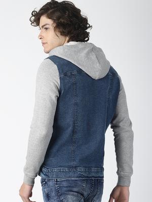 blue color block denim jacket - 16756803 - Standard Image - 3