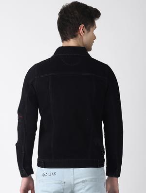 black solid denim jacket - 16756824 - Standard Image - 3