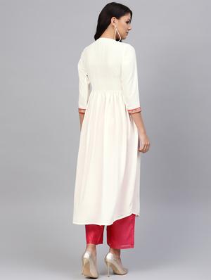 solid angrakha a-line kurta - 16757136 - Standard Image - 3