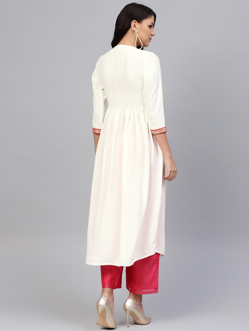 solid angrakha a-line kurta - 16757136 - Zoom Image - 3