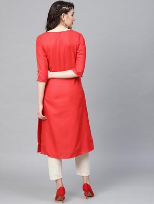 orange cotton silk straight kurta - 16757209 - Standard Image - 3