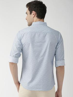 light blue printed casual shirt - 16759902 - Standard Image - 3