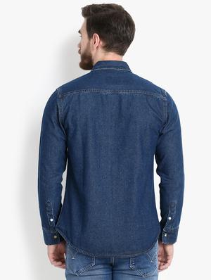 blue denim casual shirt - 16760303 - Standard Image - 3