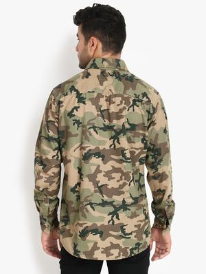 green camouflage printed casual shirt - 16760307 - Standard Image - 3