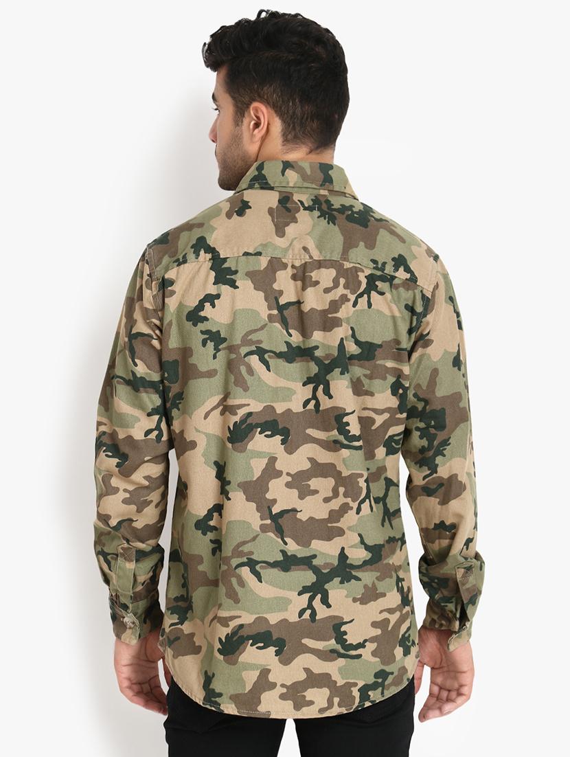 green camouflage printed casual shirt - 16760307 - Zoom Image - 3